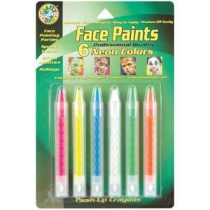 Face Paint Push Up Crayons 6 Per Pkg Neon