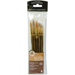 Value Pack Brush Sets Gold Taklon Round 6 Per Pkg