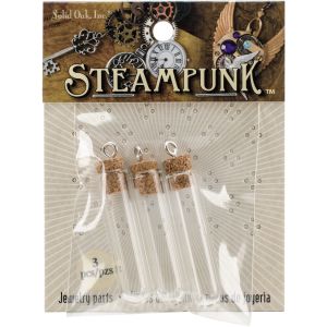 Steampunk Glass Accents 3 Per Pkg Test Tubes