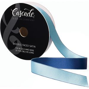 Cascade Double Faced Satin Ribbon .875 Inch X20yd Light Blue Per Navy