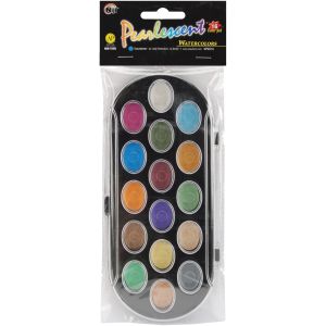Yasutomo Pearlescent Watercolor Paint Cakes 16 Per Pkg Assorted Colors