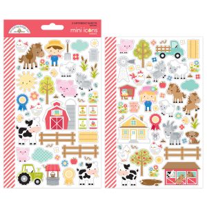 Dooblebug Mini Cardstock Stickers 2 Per Pkg -Down On The Farm Icons