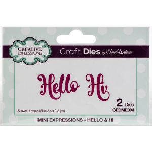 Creative Expressions Craft Dies By Sue Wilson Mini Expressions Hello And Hi