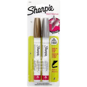 Sharpie Medium Point Oil-Based Paint Markers 2 Per Pkg -Gold Silver