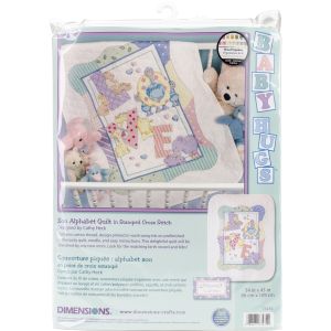 Dimensions Baby Hugs Quilt Stamped Cross Stitch Kit 34 inch X43 inch Zoo Alphabet