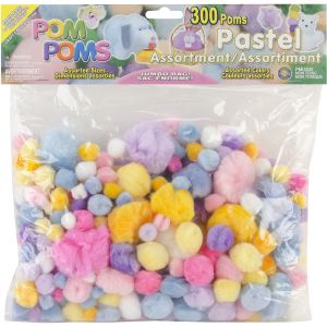 Pom-Poms Assorted 300 Per Pkg -Pastel
