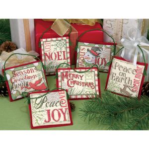 Dimensions Counted Cross Stitch Kit Up To 4 inch Christmas Sayings Ornaments 14 Count