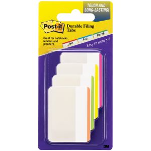 Post-It Durable Filing Tabs 2 inch X1.5 inch 24 Per Pkg -Assorted Neon Colors