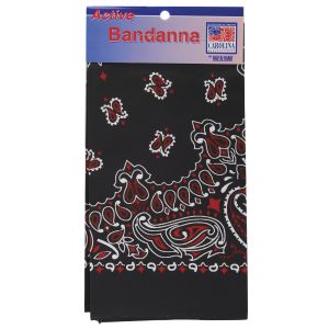Hav A Hank Paisley Bandanna 22 inch X22 inch Black Red and White