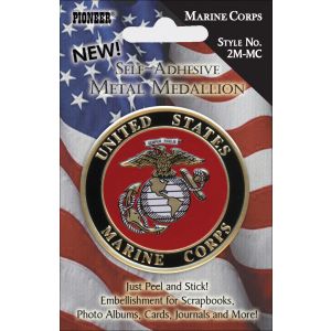 Pioneer Military Self Adhesive Metal Medallion 2 inch Marine Corps