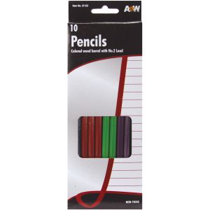 Wood 2 Pencils 10 Per Pkg Assorted Colors