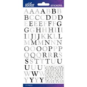 Sticko Alphabet Stickers-Black Foil Goudy Small