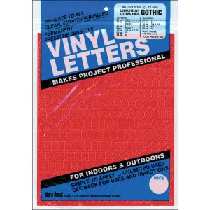 Permanent Adhesive Vinyl Letters and Numbers .5 inch 852 Per Pkg Red