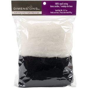Dimensions Feltworks Bulk Roving 3.17oz Black and White