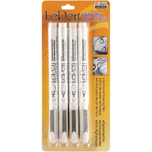Le Pen Technical Drawing Set 4 Per Pkg .05mm .1mm .5mm .8mm Black