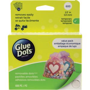 Glue Dots .5 inch Dot Sheets Value Pack Removeable 600 Clear Dots