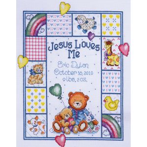 Tobin Counted Cross Stitch Kit 11 inch X14 inch Jesus Loves Me 14 Count