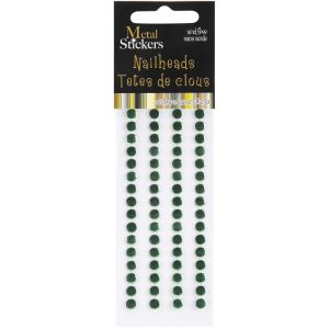 Mark Richards Metal Stickers Nailheads 5mm Round 64 Per Pkg -Christmas Green