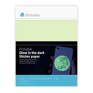 Silhouette Printable Sticker Paper 8.5 inch X11 inch 2 Per Pkg Glow In The Dark