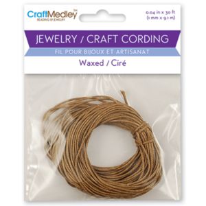 Jewelry/Craft Waxed Cording 1mmX30'-Dark Natural