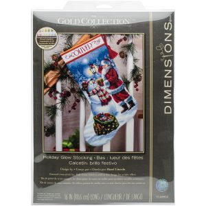 Dimensions Gold Collection Counted Cross Stitch Kit 16 inch Long Holiday Glow Stocking 18 Count