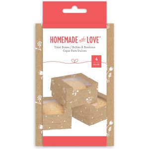 Homemade With Love Small Treat Boxes Kraft Floral 4 Per Pkg