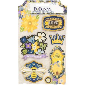 Bee Utiful You Adhesive Layered Chipboard 7 Per Pkg W Gold Glitter Accents