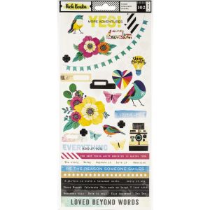 Vicki Boutin Color Kaleidoscope Stickers 6 inch X12 inch 102 Per Pkg Accent and Phrase W Silver Foil