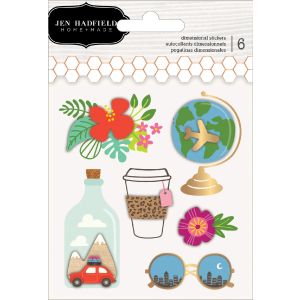 Chasing Adventures Layered Stickers 6 Per Pkg W Gold Foil Accents