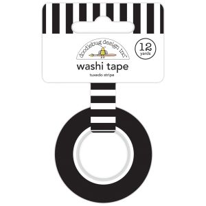 Doodlebug Washi Tape 15mmx12yd Tuxedo Stripe I Heart Travel