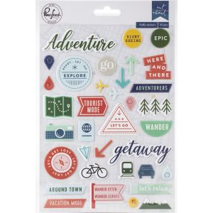 Pinkfresh Puffy Stickers Out and About 35 Per Pkg