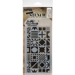 Tim Holtz Layered Stencil 4.125 inch X8.5 inch Patchwork Cube