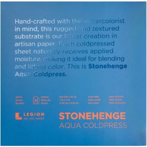 Stonehenge Aqua Block Coldpress Pad 7 inch X7 inch 15 Sheets Per Pkg White 140lb