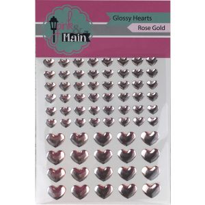 Pink and Main Glossy Adhesive Enamel Hearts 68 Per Pkg Rose Gold