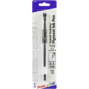 Pentel Hybrid Technica Liquid Gel Pen .3mm 1 Per Pkg -Black