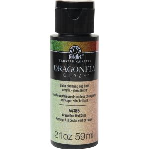 FolkArt DragonFly Glaze Topcoat 2oz Green Gold Red Shift