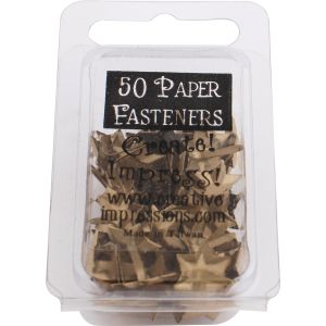 Creative Impressions Metal Paper Fasteners 50 Per Pkg Brushed Gold 6 Point Star