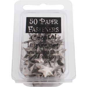 Creative Impressions Metal Paper Fasteners 50 Per Pkg Pewter 6 Point Star