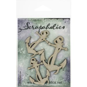 Scrapaholics Laser Cut Chipboard 1.8mm Thick Anchors 3 Per Pkg 1.3 inch 2.5 inch 