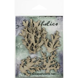 Scrapaholics Laser Cut Chipboard 1.8mm Thick Coral Pieces 5 Per Pkg 1.5 inch 2.5 inch 