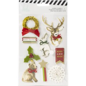 Heidi Swapp Winter Wonderland Layered Stickers 9 Per Pkg W Gold Foil Accents