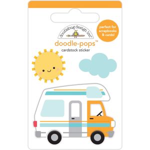 Doodlebug Doodle-Pops 3D Stickers-Road Trip, I Heart Travel
