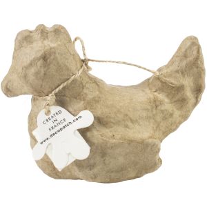Paper Mache Figurine 4.5 inch Laying Hen