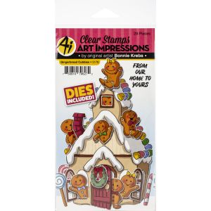 Art Impressions Critter Cubbies Clear Stamp and Die Set Gingerbread