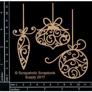 Scrapaholics Laser Cut Chipboard 1.8mm Thick Flourish Dangle Ornaments 3 Per Pkg 1.25 inch 4