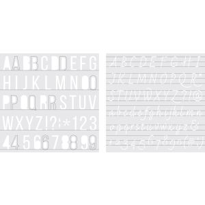 We R Memory Keepers Foil Quill Freestyle Stencils 7 inch X7 inch 2 Pk Alphabet