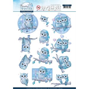 Find It Trading Yvonne Creations Punchout Sheet Winter Owls Sparkling Winter
