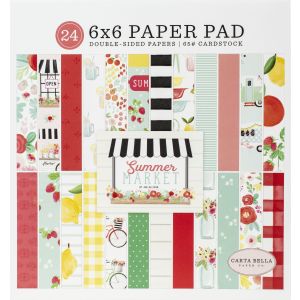Carta Bella Double Sided Paper Pad 6 Inch X6 Inch 24 Per Pkg Summer Market 12 Designs Per 2 Each