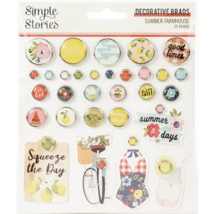 Summer Farmhouse Decorative Brads 30 Per Pkg 