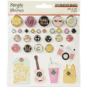 Kate and Ash Decorative Brads 30 Per Pkg 